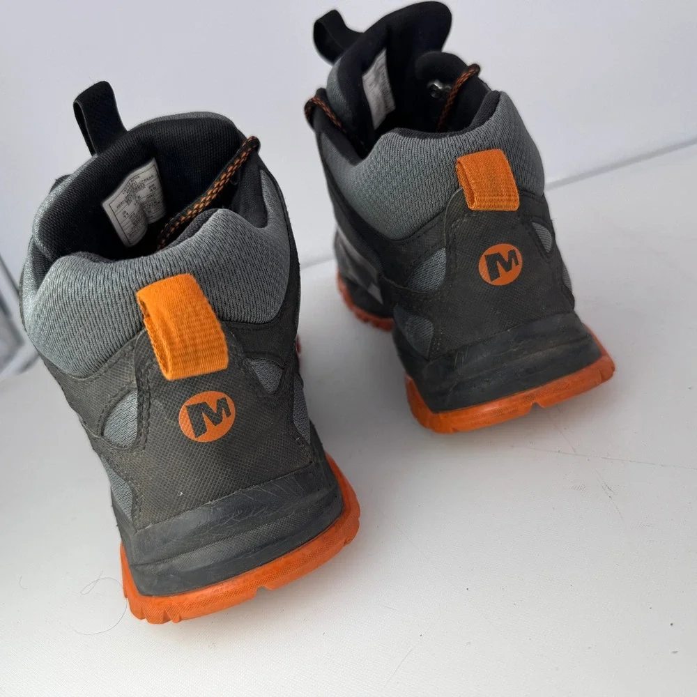 Merrell Castle Rock Men 11 Grey Orange M-Select Waterproof Hiking Boots J35827